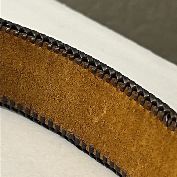 Western Snake Print Brown Leather Belt with Woven Design - Picture 6 of 8
